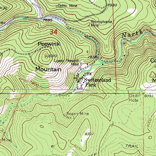 Topographic Map of Switzerland Park, CO