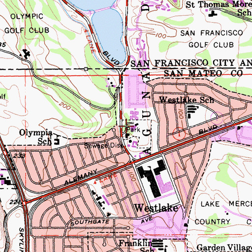 Topographic Map of Westlake Park, CA