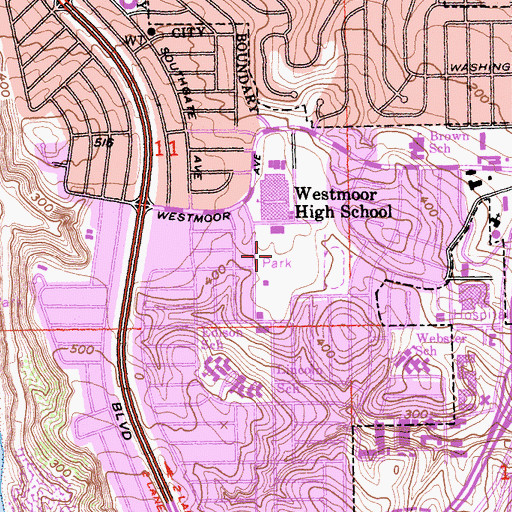 Topographic Map of Westmoor Park, CA