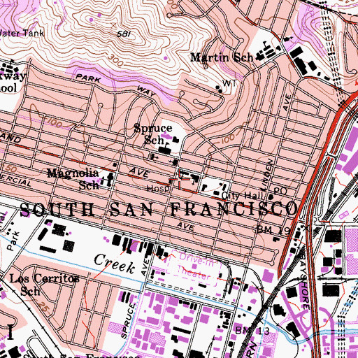 Topographic Map of Alls Souls Roman Catholic Church, CA