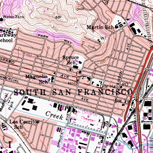 Topographic Map of All Souls Elementary School, CA