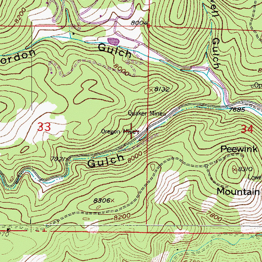 Topographic Map of Oregon Mine, CO