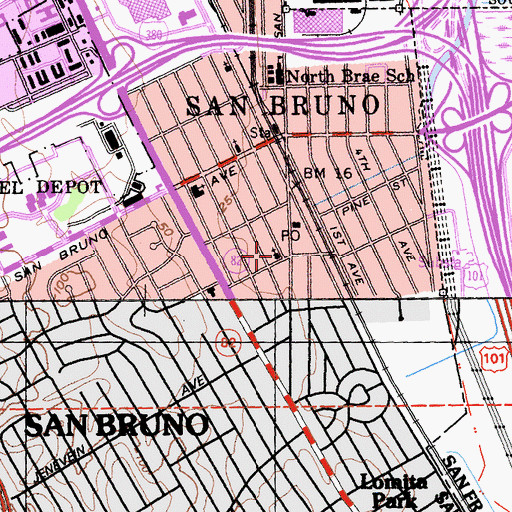 Topographic Map of Church of the Nazarene, CA