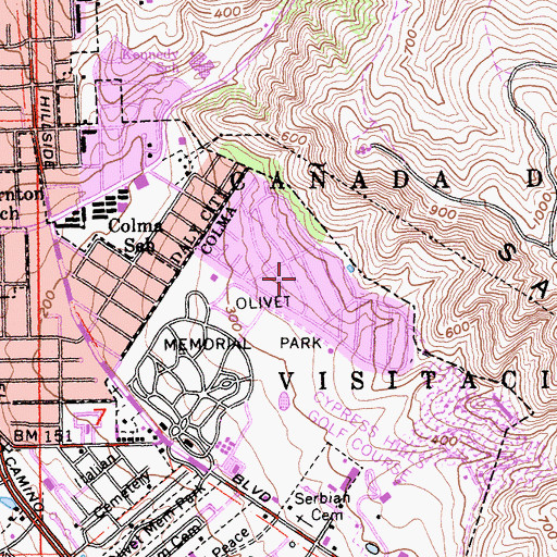 Topographic Map of Franciscan Mobile Home Park, CA