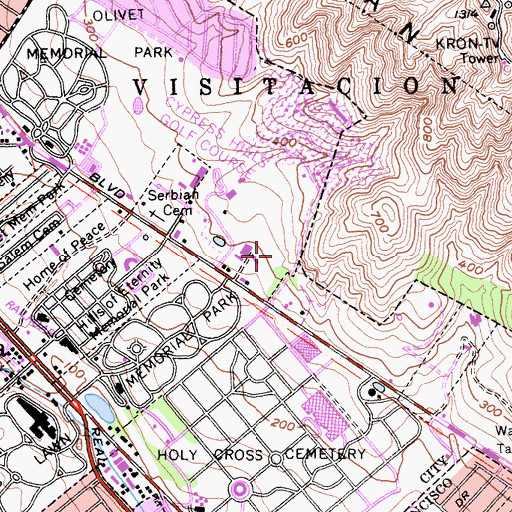 Topographic Map of Hoy Sun Memorial Cemetery, CA