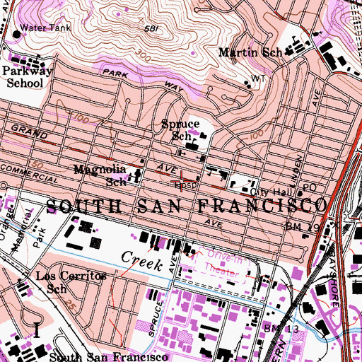 Topographic Map of Kaiser Foundation Hospital, CA