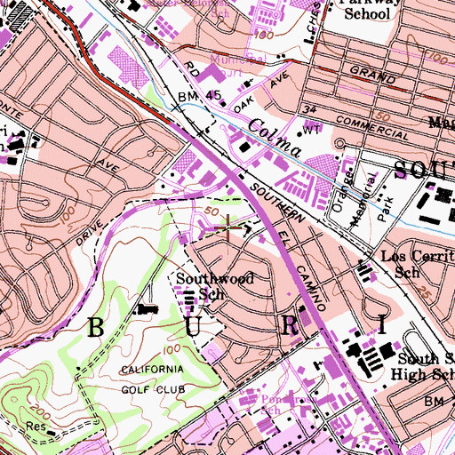 Topographic Map of Our Redeemers Lutheran Church, CA