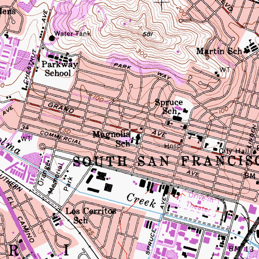 Topographic Map of Roger Williams Academy, CA