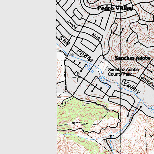 Topographic Map of Bethany Baptist Church, CA