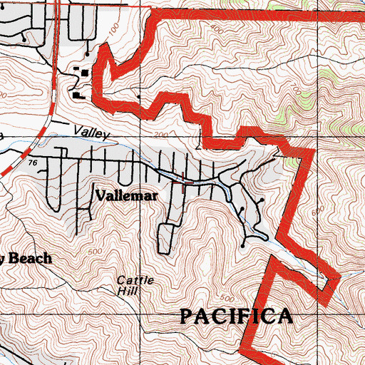 Topographic Map of Calera Creek Park, CA