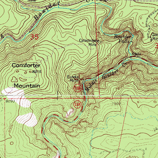 Topographic Map of Eureka Mine, CO