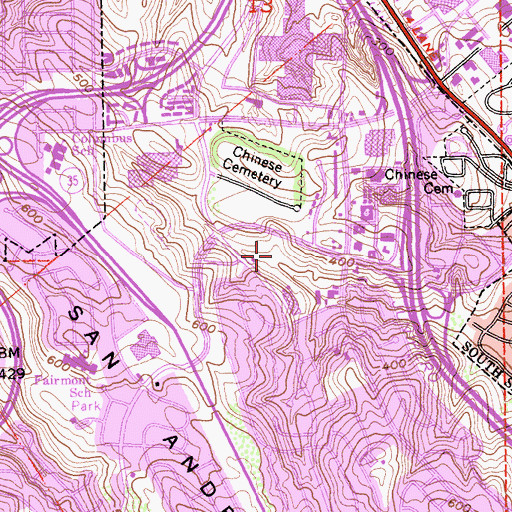 Topographic Map of Gellert Park, CA