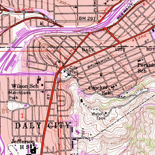 Topographic Map of Grace Presbyterian Church, CA