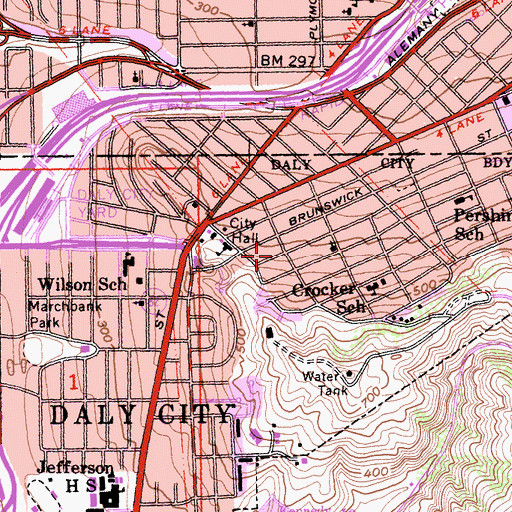 Topographic Map of Grace Presbyterian Church, CA