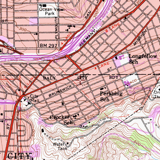 Topographic Map of Lincoln Playground, CA