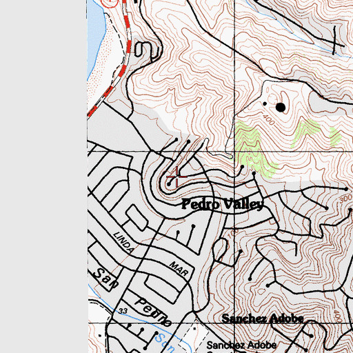 Topographic Map of Linda Mar, CA