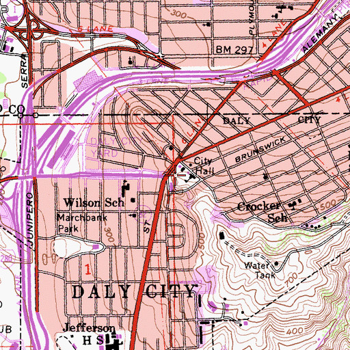 Topographic Map of Our Lady Perpetual Help School, CA