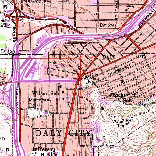 Topographic Map of Saint Maximus Roman Catholic Church, CA
