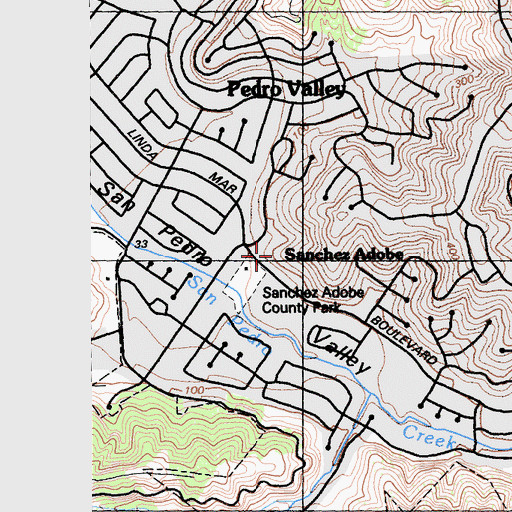 Topographic Map of Sanchez Adobe Museum, CA