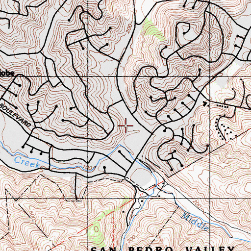 Topographic Map of Sanchez Branch San Mateo County Library, CA