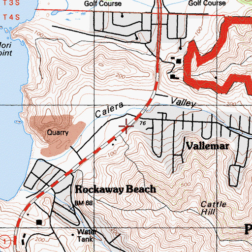 Topographic Map of Vallemar Shopping Center, CA