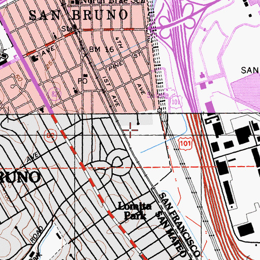 Topographic Map of Belle Air Park, CA
