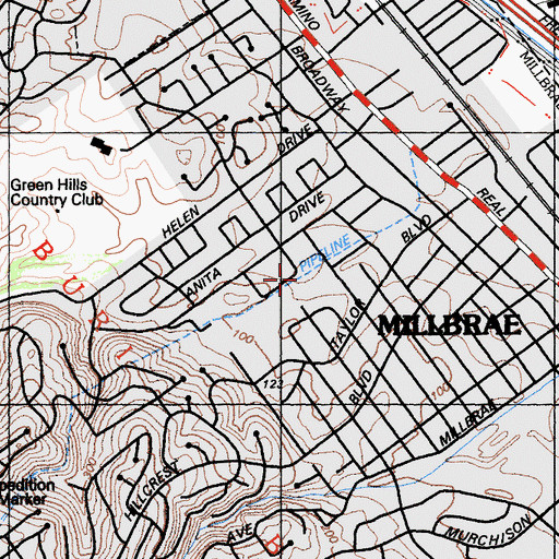 Topographic Map of Central Park, CA