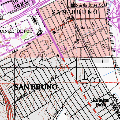Topographic Map of Community Methodist Church, CA