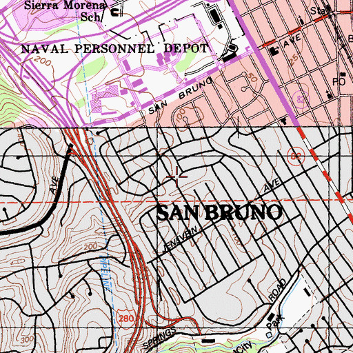 Topographic Map of Grundy Park, CA