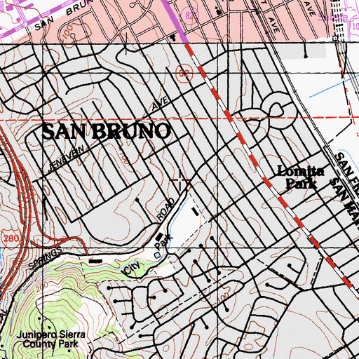 Topographic Map of First Baptist Church, CA