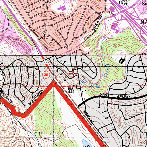 Topographic Map of Glenview Park, CA