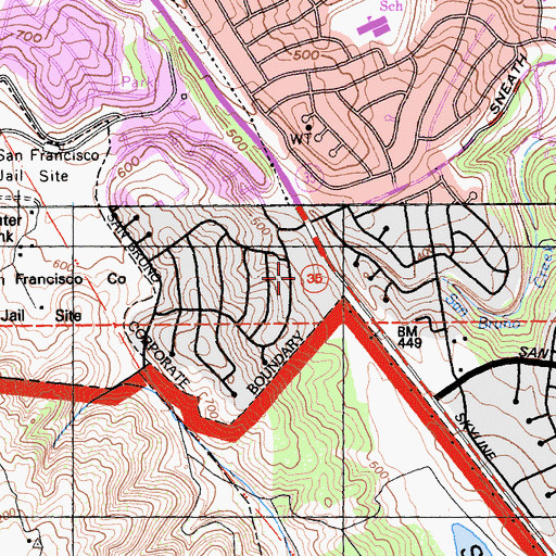 Topographic Map of Highlands Christian Schools, CA