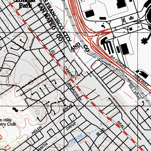 Topographic Map of Millbrae Nursery School, CA