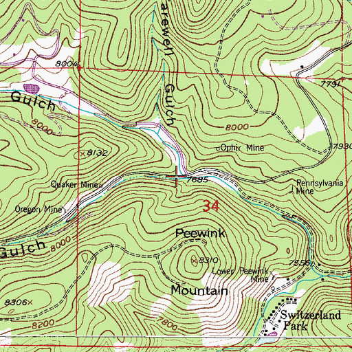 Topographic Map of Gordon Gulch, CO