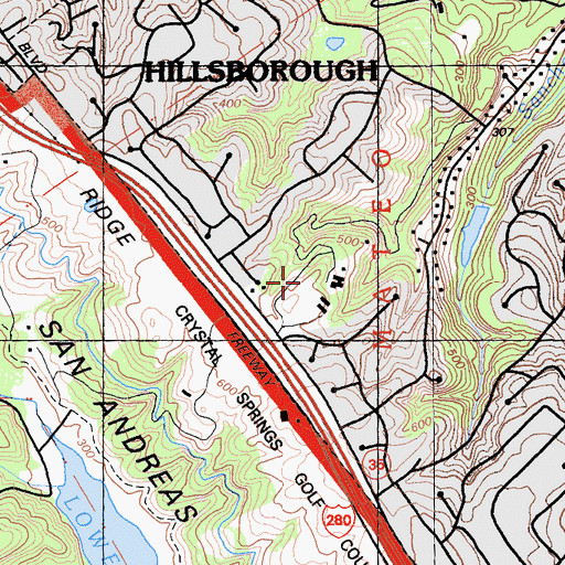 Topographic Map of The Nueva School, CA