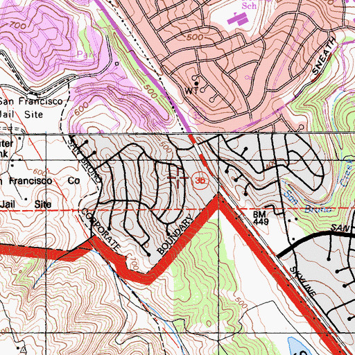 Topographic Map of Portola Highlands Plaza Shopping Center, CA