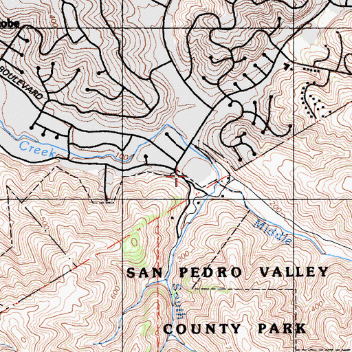Topographic Map of Saint Peters Church, CA