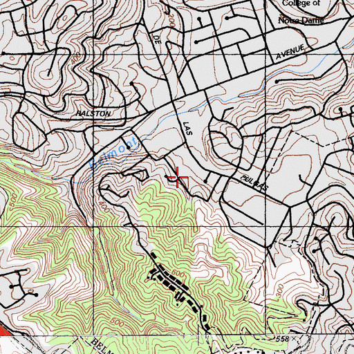 Topographic Map of Belameda Park, CA