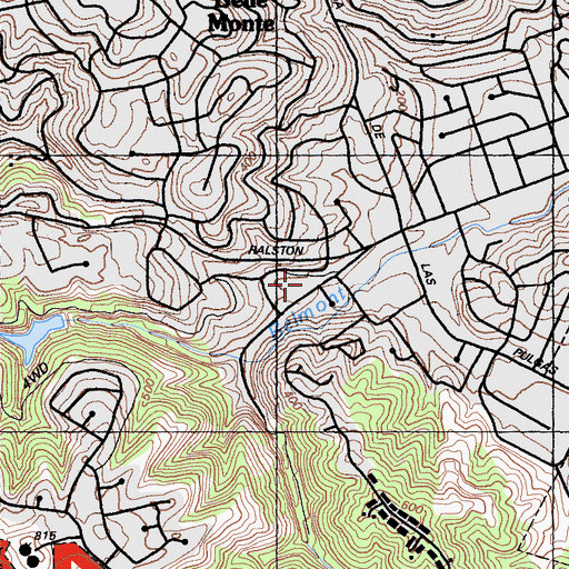 Topographic Map of Belmont Oaks Academy, CA