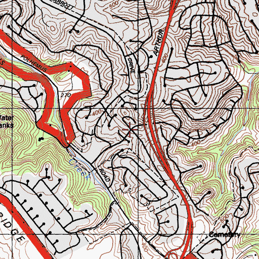 Topographic Map of San Mateo Fire Department, CA