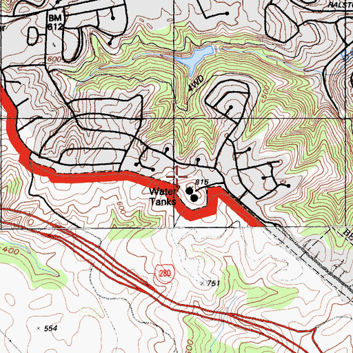 Topographic Map of Hallmark Park, CA