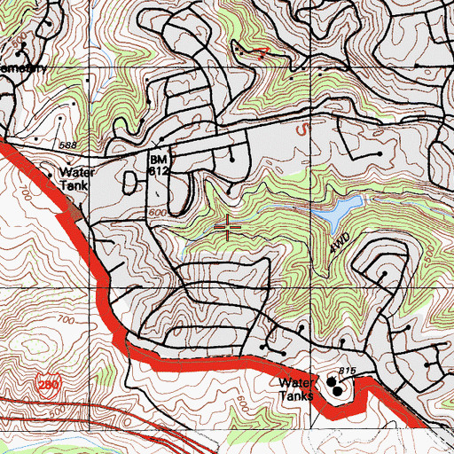 Topographic Map of John S Brooks Memorial Open Space, CA