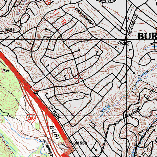Topographic Map of Kingdom Hall of Jehovahs Witnesses, CA