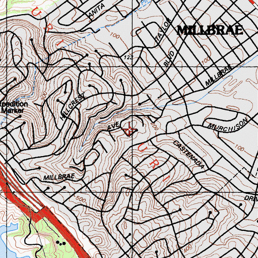 Topographic Map of Rotary Park, CA