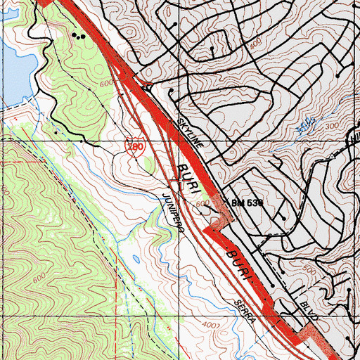 Topographic Map of Skyline Park, CA