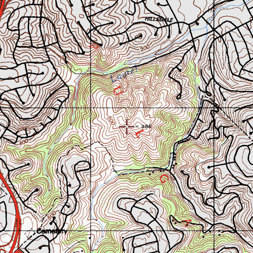 Topographic Map of Sugarloaf Hill, CA