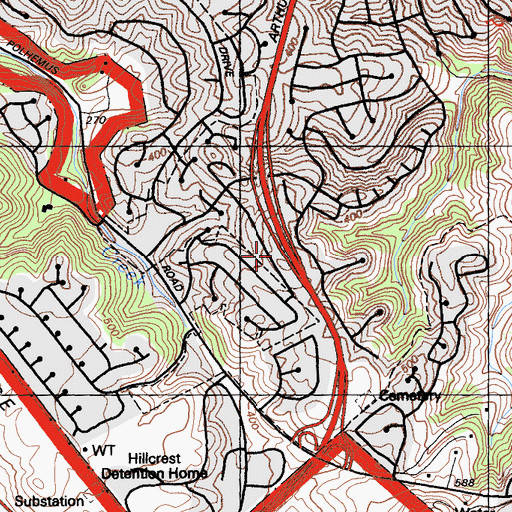 Topographic Map of Timberland Park, CA