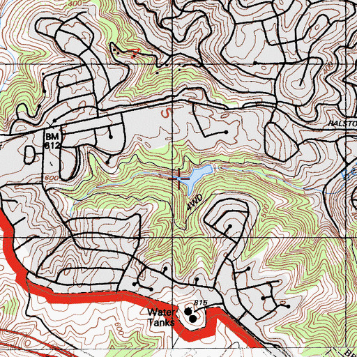 Topographic Map of Water Dog Lake, CA