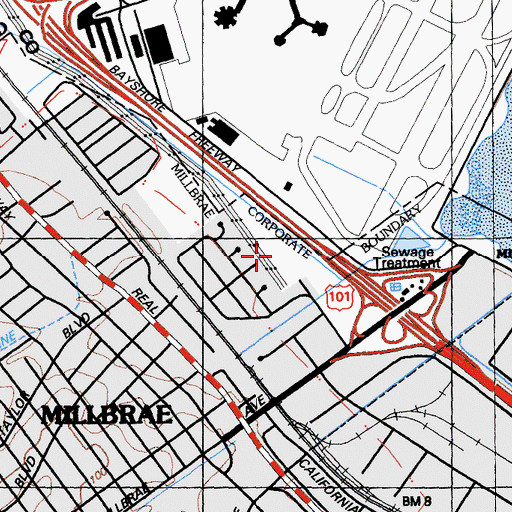 Topographic Map of Bayside Park, CA