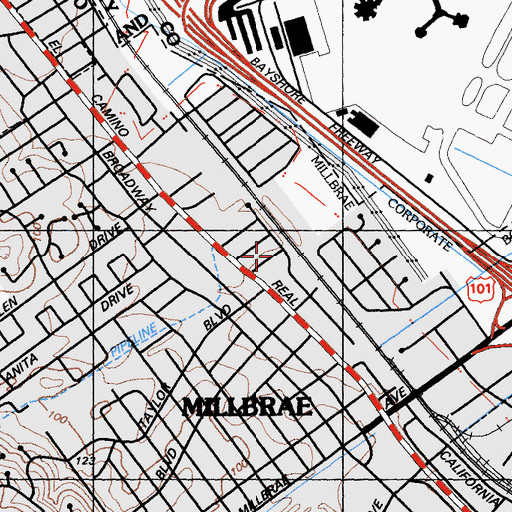 Topographic Map of Church of the Blessed Sacrament (historical), CA